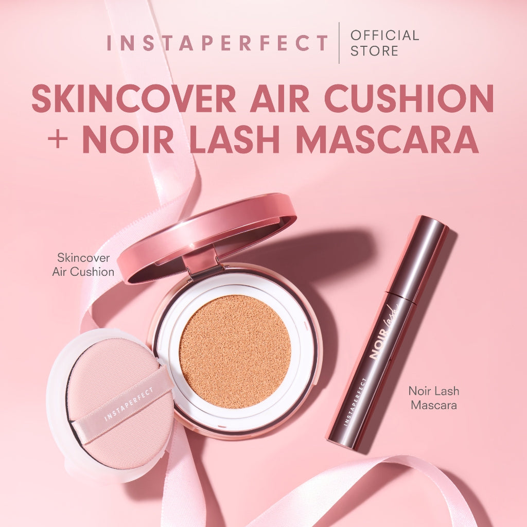 Bundle Instaperfect Skincover Air Cushion + Noir Lash Mascara (Mascara Bulu Mata Smudgeproof)- Bundle Make Up Tahan Lama Badai on Point