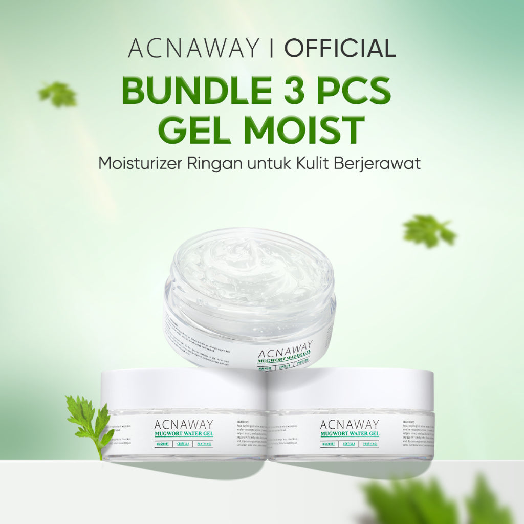 ACNAWAY Mugwort Water Gel Moisturizer - Moisture Gel Pelembab Wajah Untuk Kulit Berjerawat Acne Friendly Melembapkan Wajah Sensitif Cooling Soothing Gel Untuk Kulit Kemerahan Acne Prone Daily Moist Anti Acne Cepat Menyerap Skincare Calming Centella Cream