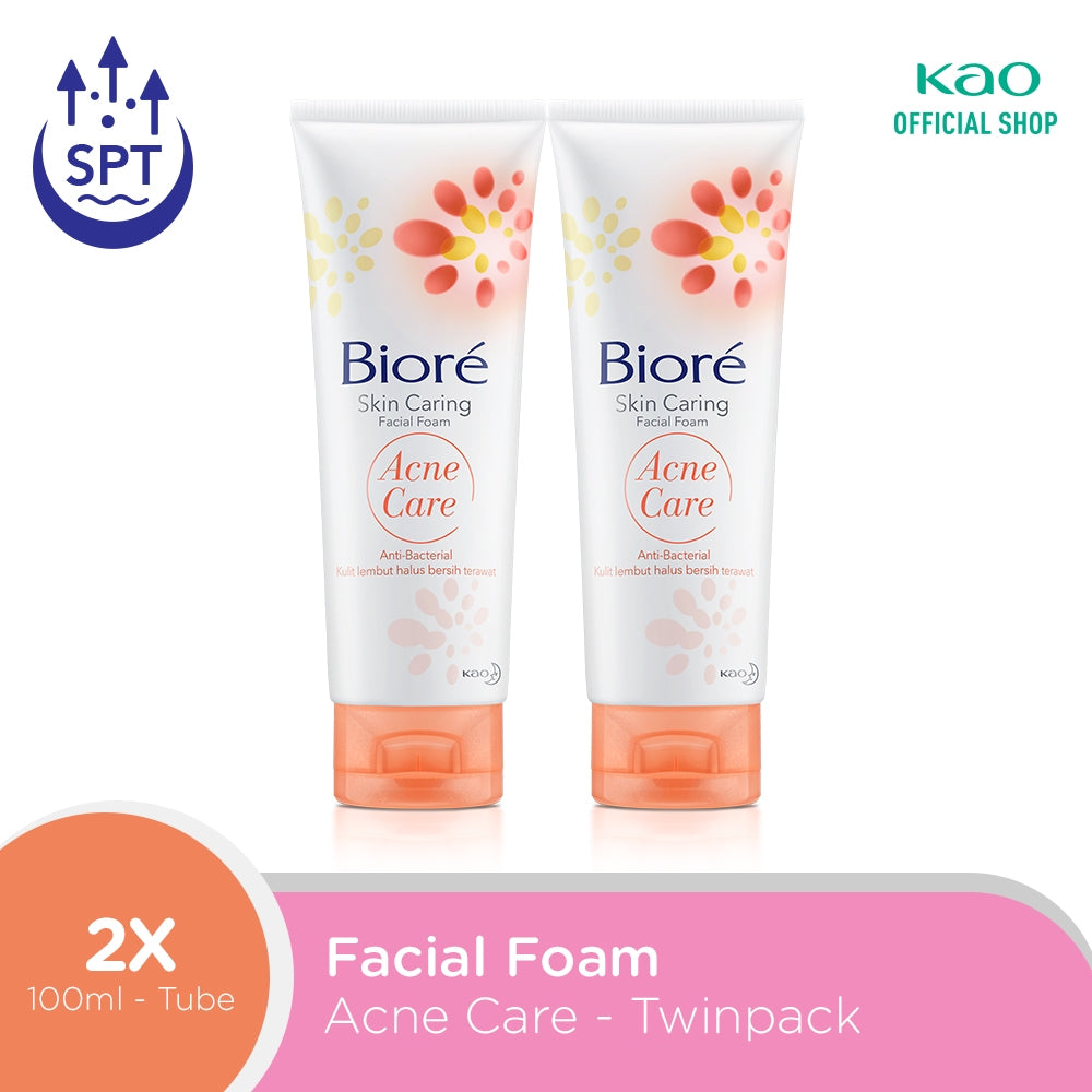 Biore Skin Caring Sabun Cuci Muka Untuk Kulit Berjerawat Acne Care Anti Bakteri 100 gr x 2