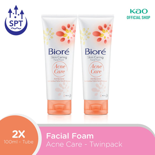 Biore Skin Caring Sabun Cuci Muka Untuk Kulit Berjerawat Acne Care Anti Bakteri 100 gr x 2