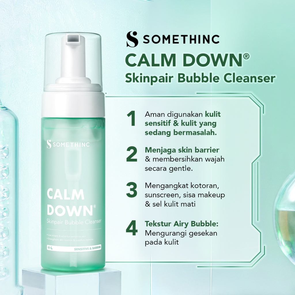 SOMETHINC [2 PCS] Paket Calm Down Series Skinpair R-Cover Cream Moisturizer | Pelembap Muka untuk Kulit Sensitif, Kemerahan, Kulit Normal. Meredakan Kemerahan & Memperkuat Skin Barrier | Sabun Cuci Muka untuk Kulit Sensitif & Iritasi. Meredakan Kemerahan,