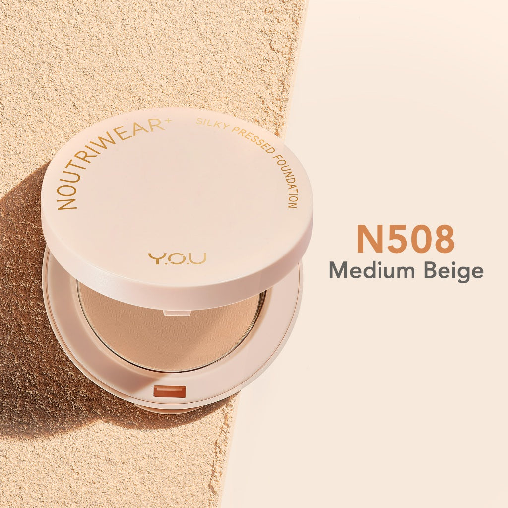 YOU NoutriWear+ Silky Pressed Foundation Full Coverage Oil Control & Tahan Lama 24 Jam | Bedak Padat Perfect Coverage | Bedak Pengontrol Minyak