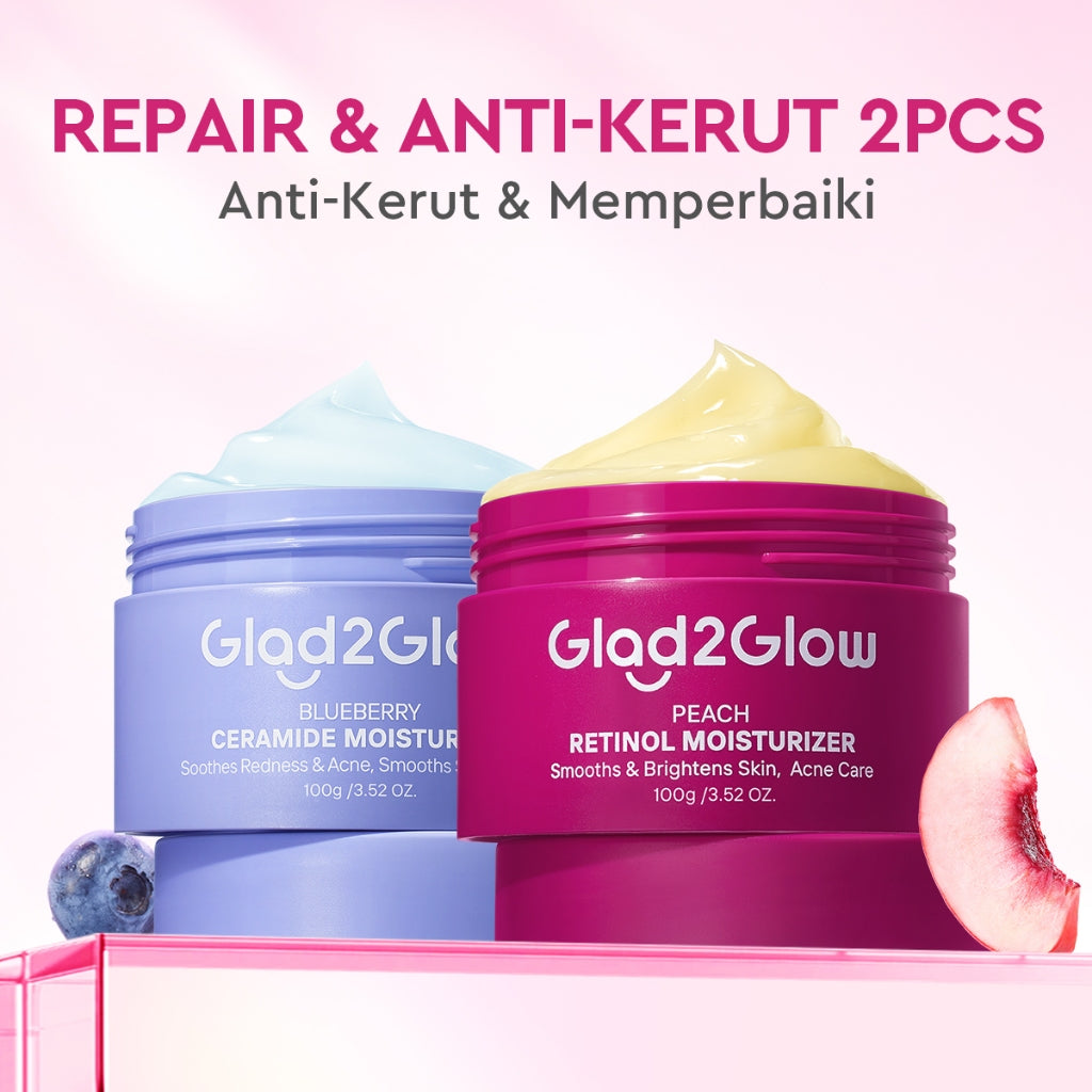[Big Size]Glad2Glow Blueberry Moisturizer 100g 5% Ceramide Menjaga Skin Barrier Perawatan Wajah Mencerahkan wajah Menjaga kelembapan kulit Penyerapan cepat Pelembab wajah Esensi wajah Produk perawatan kulit Perawatan wajah g2glow official store