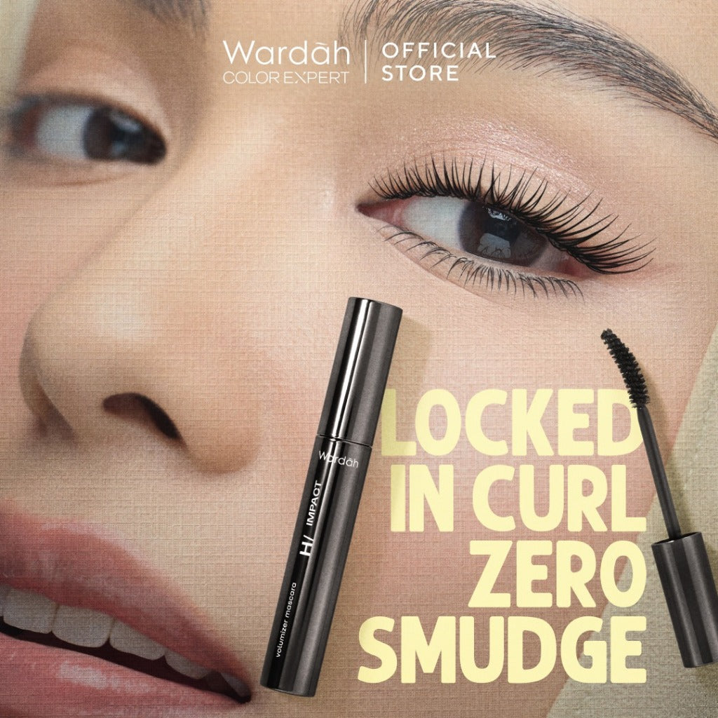 [MASCARA SASHFIR] NEW! WARDAH Hi-Impact Volumizer Mascara 13X Volume & Curl Effect - Mascara Waterproof - Maskara Jigrak - No Fake Lashes - Bulu Mata Lentik Panjang Tebal Tahan Lama - 24 Jam Longlasting, Smudgeproof, No Clumpy - Eye Makeup