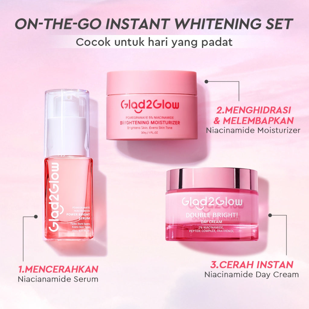 [Cocok Untuk Pemula] Glad2Glow Cerah Glowing Bundle 4in1-Brightening Moisturizer+Serum+Cleanser+toner+Peeling solution+Retinol 10%Niacinamide skincare paket pembersih perawatan kulit mencerahkan warna kulit pelembab wajah all in 1g2glow official store