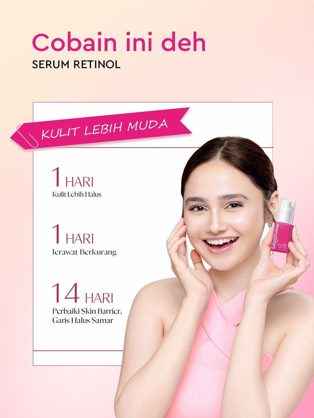 Glad2Glow Peach Retinol Serum aging serum skincare serum wajah Anti-kerut kulit halus Eksfoliasi Pulihkan Serum brightening glowing skin serum mencerahkan wajah exfoliasi wajah pelembab Membantu mencegah tanda-tanda penuaan dini glad2glow official store