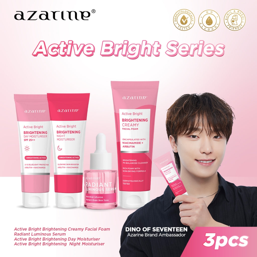 Azarine Active Bright Series Treatment Paket Skincare Untuk Remaja Kulit Sensitif Kombinasi All Skin Types [4 PCS]