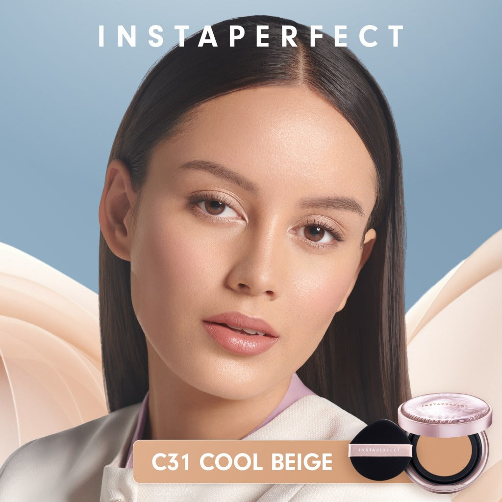 Instaperfect Skin Glow Cover Mesh Cushion High Coverage Formula Dilengkapi dengan SPF 50+ / PA++++  Tampilan Glow Up Natural- Melindungi Kulit dari Sinar UVA dan UVB- Make Up Foundation