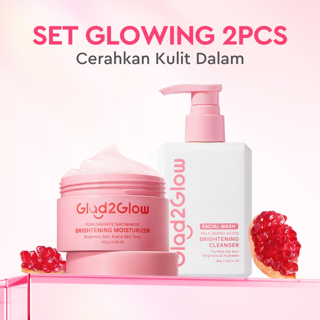 [Isi Besar Hemat]Glad2Glow Pomegranate Niacinamide Brightening Moisturizer 100g Mencerahkan Pemutih Kulit Gel Pelembab Bercahaya Krim Siang dan Malam Perawatan Kulit Ekstrak Delima Asam Lemak Asam Delima Pelembab Esensi Wajah Perawatan g2g official store