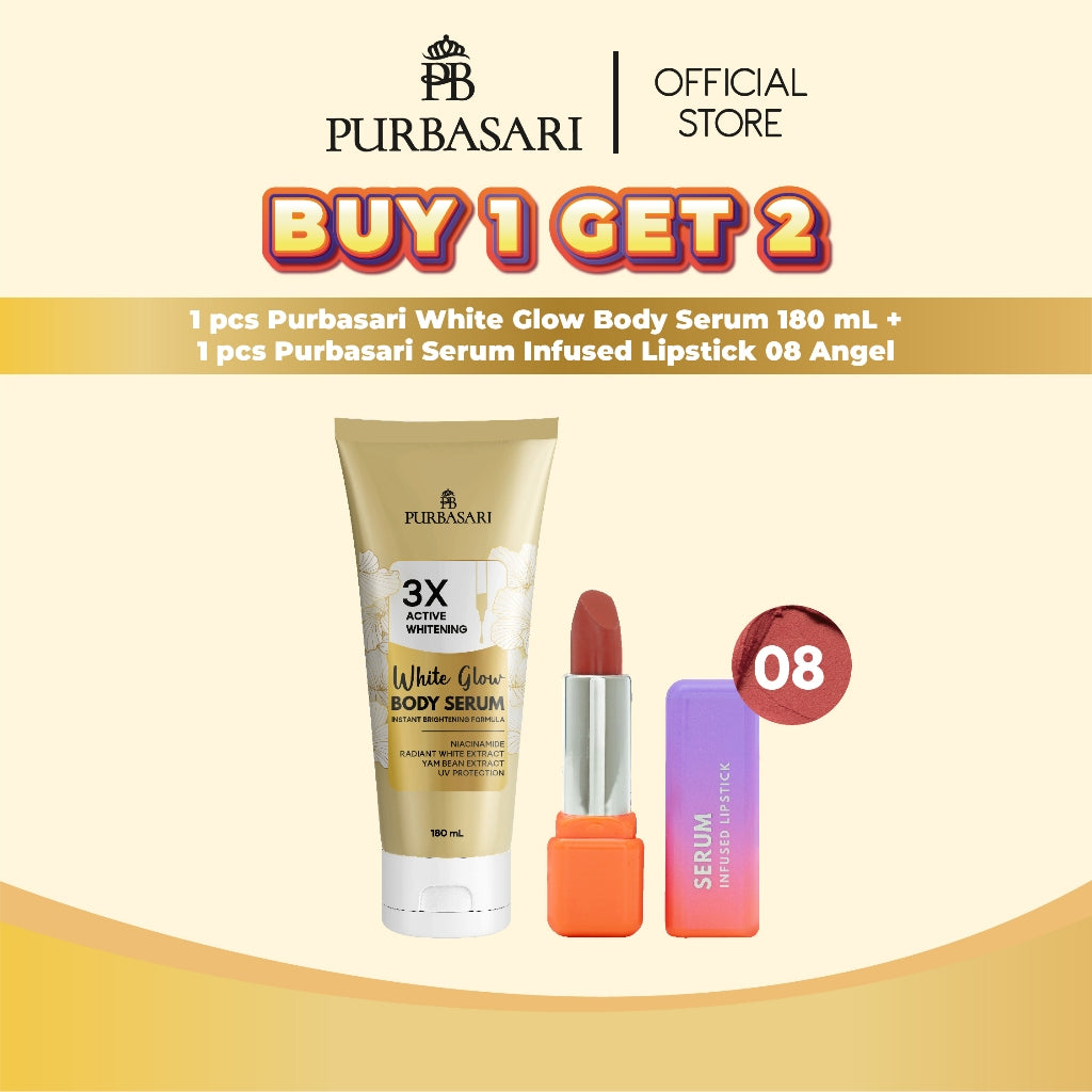 [BUY 1 GET 2] Purbasari Body Serum 180ml + Purbasari Serum Infused Lipstick