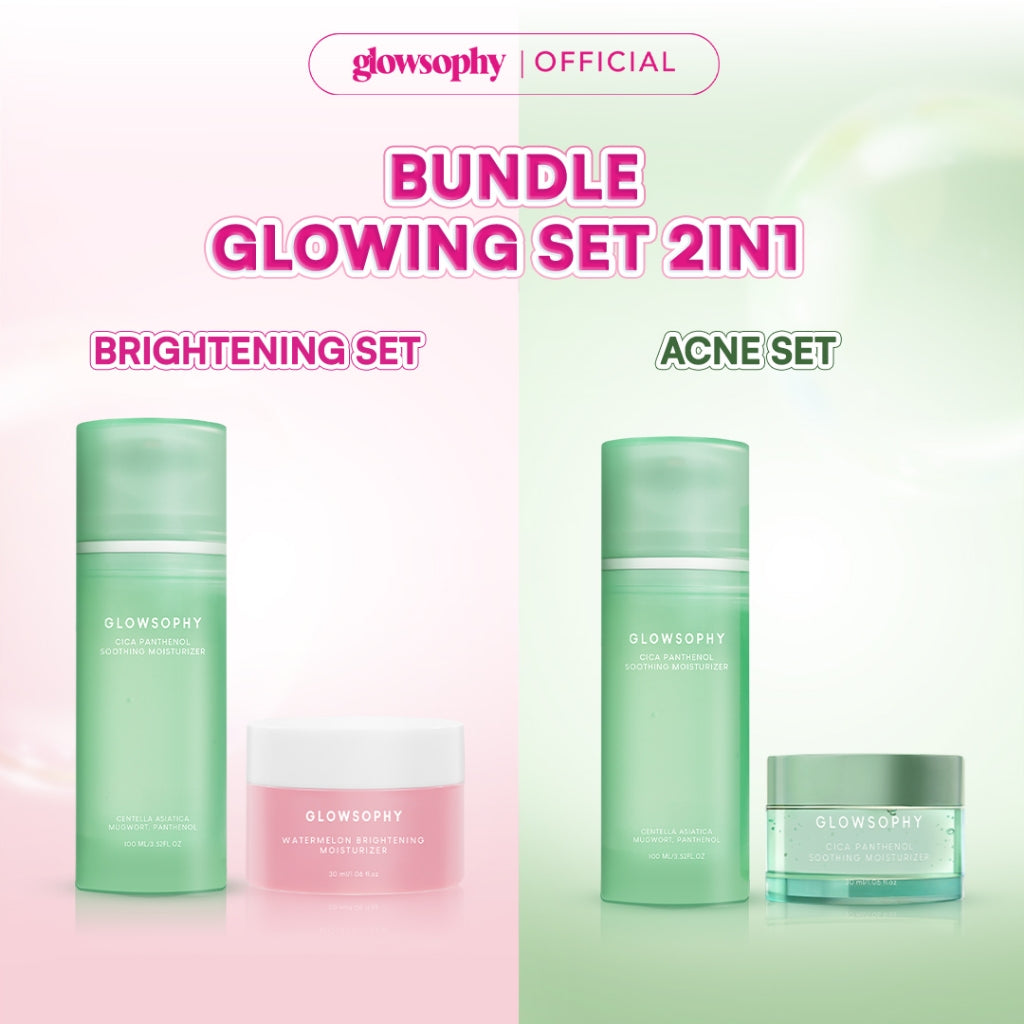 Glowsophy Bundle 2in1 Glowing Set Moisturizer 100ml + Moisturizer 30ml Pelembab Wajah Ringan Mencerahkan Kulit dan Meratakan Warna Kulit Paket Skincare Lengkap