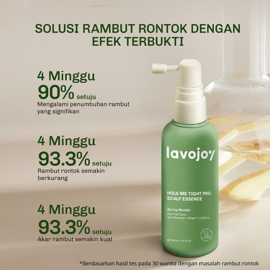 Lavojoy Hold Me Tight Pro Scalp Essence Spring Wonder | Hair Shampoo | Shampo Rambut | Mengatasi Rambut Rontok Kebotakan | Perawatan Rambut Rontok | Memperkuat Akar Rambut | Perawatan Rambut Rontok Essence | Hair Tonic | Essence Ginseng & Jahe
