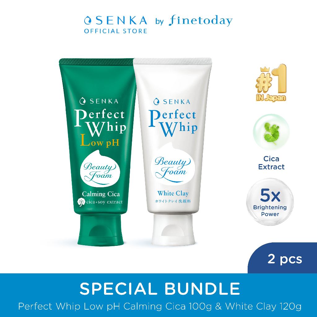 [Special Bundle]  SENKA Perfect Whip Low pH Calming Cica 100gr + Perfect White Clay 120gr