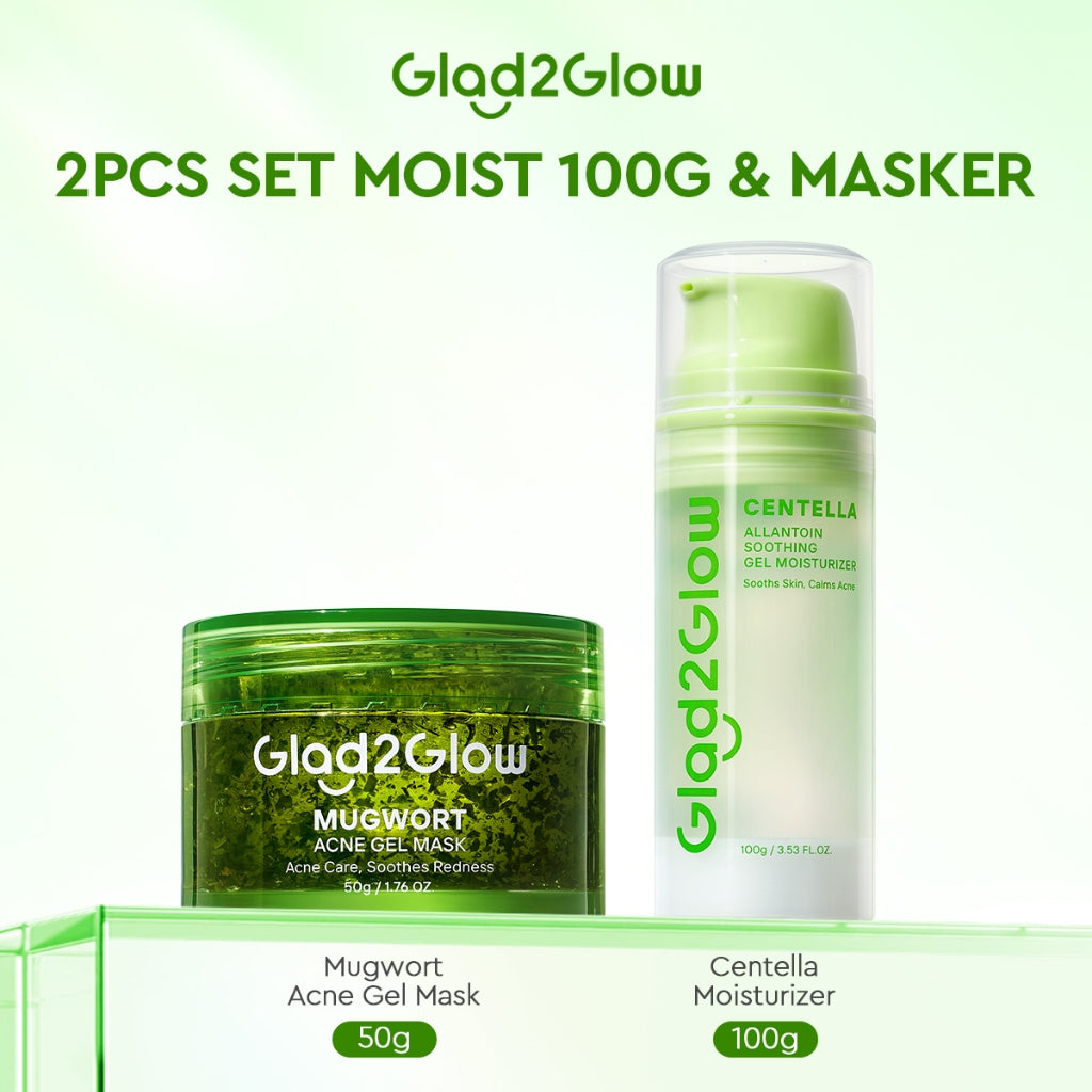 Glad2Glow Mugwort Acne Gel Mask 50g Masker Wajah Masker Komedo dan Pori Pori Wajah Masker Mask Sleeping Mask Sheetmask Clay Masker Jerawat Masker Clay Mask Mugwort Masker Hijau Masker Organik Gel Masker G2G masker wajah mencerahkan G2glow Official