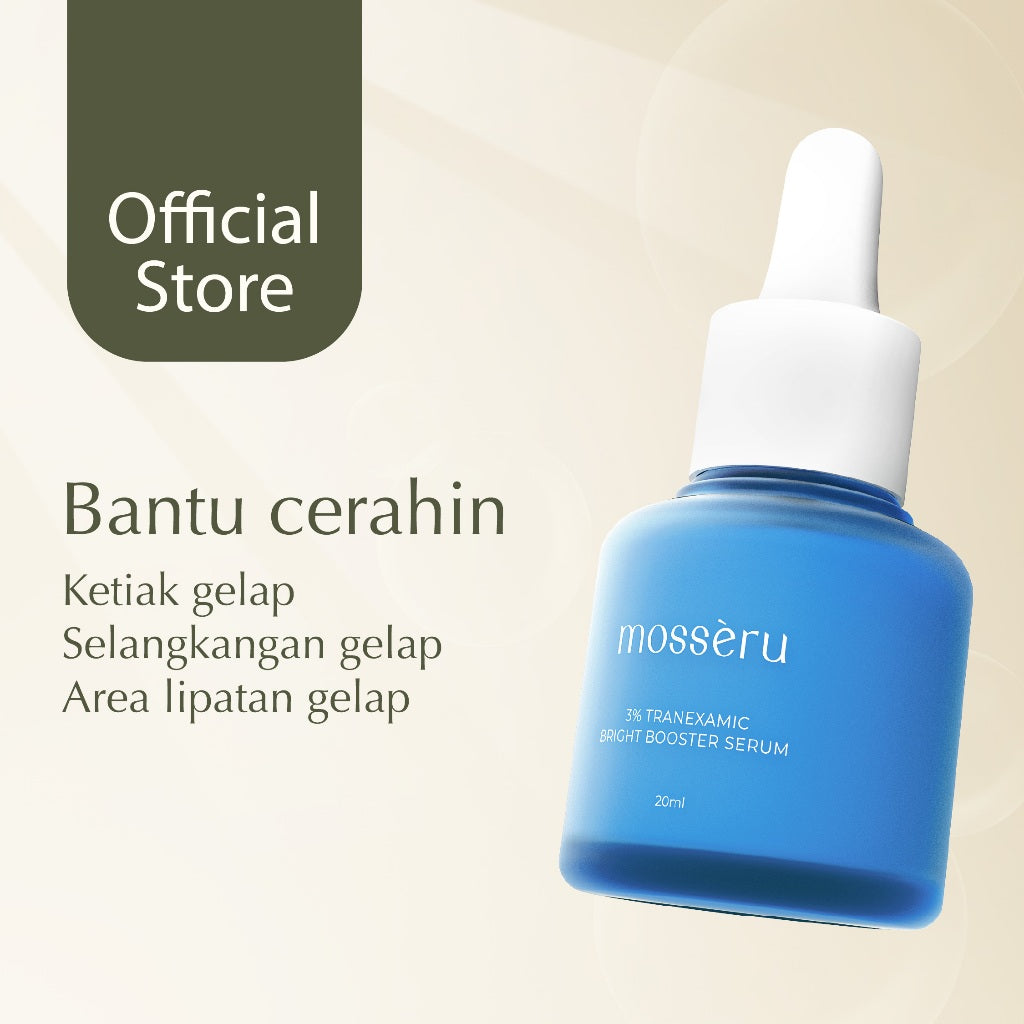 MOSSÈRU 3% Tranexamic Bright Booster Serum | Tranexamic Acid | Niacinamide | Brightening Serum | Menenangkan kulit Kemerahan | Pudarkan Flek & Melasma  | Serum Bekas Jerawat | Menghidrasi kulit | Meratakan warna kulit | Memudarkan bekas je