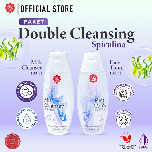 [PROMO] Paket_Double_Cleansing_Spirulina - Viva Milk Cleanser & Face Tonic Spirulina (100 ml)