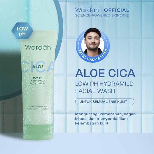 [REFAL HADY'S FAVORITE] Wardah Cica Aloe Low pH Hydramild Facial Wash Nature Daily Sabun Cuci Muka Membersihkan secara Lembut dan Menghidrasi Kulit dengan Kandungan Aloe Vera Centella Asiatica for All Skin Types Non Comedogenic Non Acnegenic - Skincare