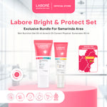 [TERSEDIA DI SELURUH INDONESIA] Labore Bright & Protect Set - (Skin Nutrition Gel 50ml, Physical Sunscreen 30ml, Acne & Oil Physical Sunscreen 40ml)