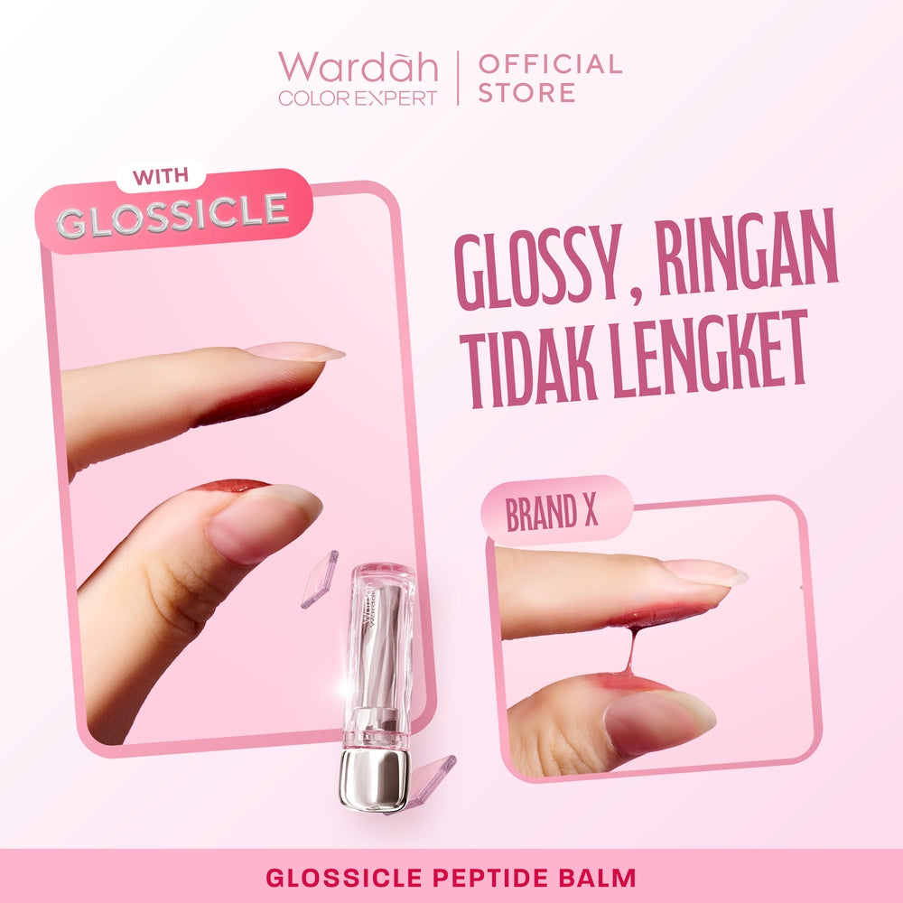 NEW! WARDAH Glossicle Peptide Balm - Ombre Glossicle - Dilengkapi dengan Peptide & UV Filter - Memperkuat Lip Barrier - Tidak Lengket- Glossy - Lip Balm -Lip Tint - Makeup - Natural Gloss - Glossy - Tinted Balm