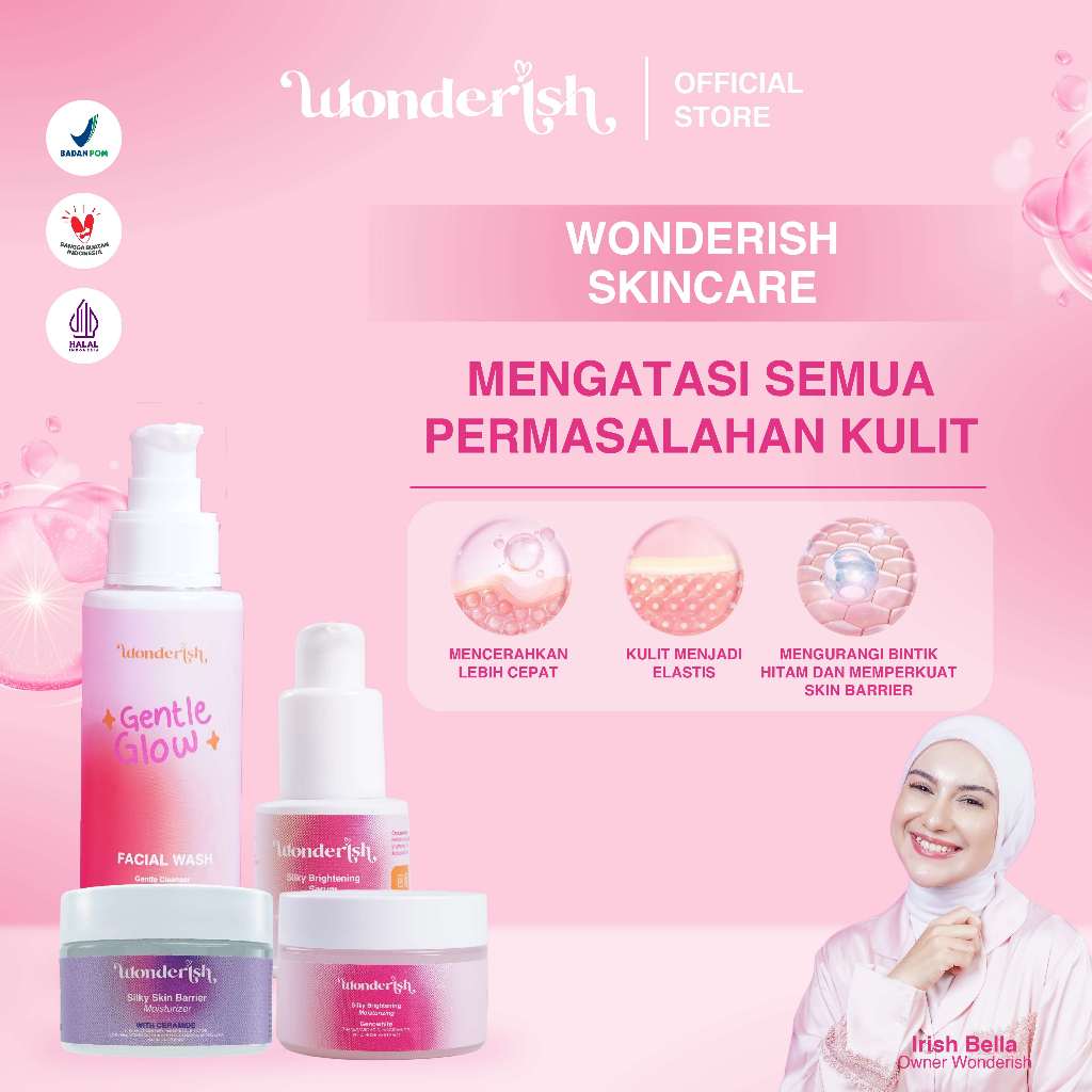 Bundling Wonderish - Paket Treatment Brightening Repair (Serum, Facial Wash, Brightening Moisturizer, & Skin Barrier Moisturizer) by Irish Bella