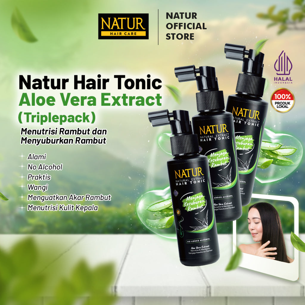 Triple Natur Hair Tonic Aloe Vera 90 ml - Paket Tonik Menebalkan Rambut 3pcs