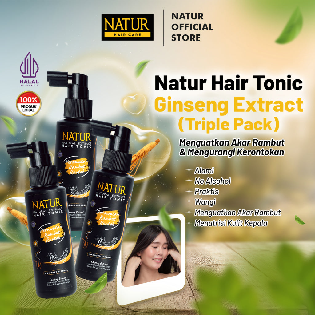 Triple Natur Hair Tonic Ginseng 90 ml - Tonic Mengurangi Rambut Rontok 3pcs / Anti Hair Fall