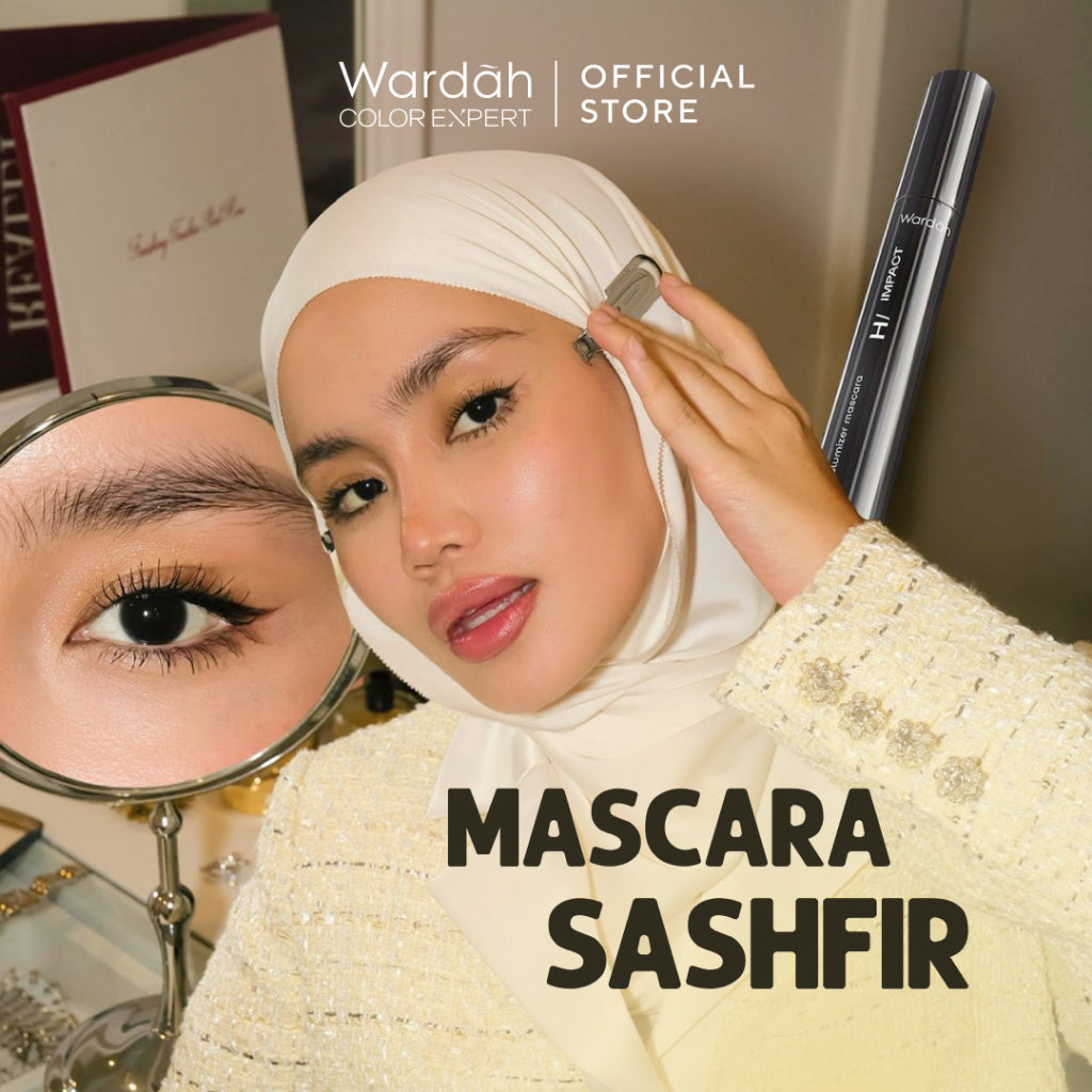 [MASCARA SASHFIR] NEW! WARDAH Hi-Impact Volumizer Mascara 13X Volume & Curl Effect - Mascara Waterproof - Maskara Jigrak - No Fake Lashes - Bulu Mata Lentik Panjang Tebal Tahan Lama - 24 Jam Longlasting, Smudgeproof, No Clumpy - Eye Makeup