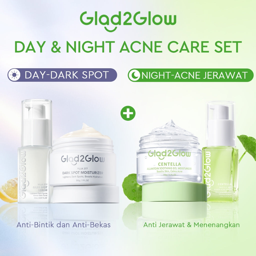 [ORDER NOW, HEMAT 50K]Glad2Glow Acne Jerawat Bundle 7in1 paket Centella madeca cream-Moisturizer+Serum+Cleanser+Toner+Clay Stick+Gel Skincare  Mask Menghilangkan Menenangkan kemerahan pada kulit Atur Minyak BerlebihMerawat Kulit g2glow official store