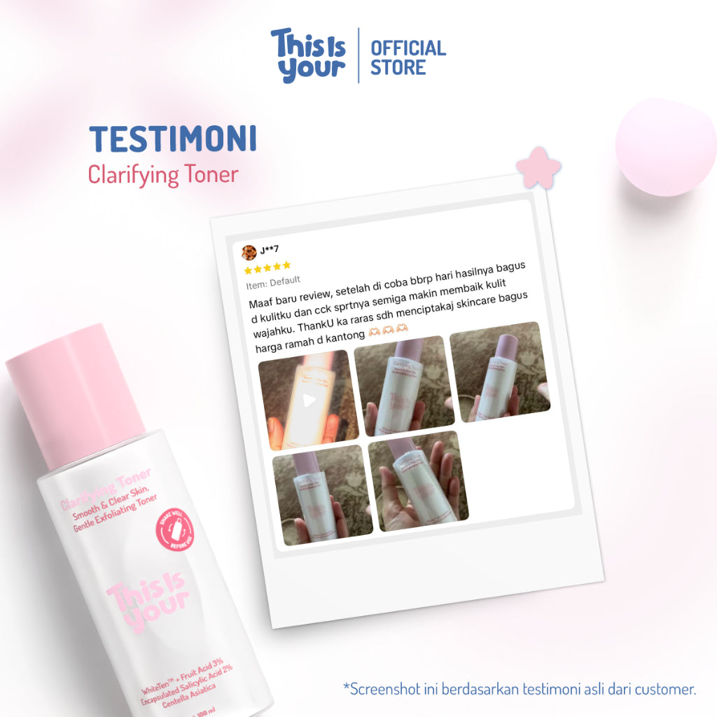 [EXFOLIATING TONER] This is Your Clarifying Toner Skin Gentle Exfoliating Toner 100ml White Ten, AHA 3% BHA 2% Salicylic Acid 2%, Fruit Acid 3% Niacinamide | Mengangkat Sel Kulit Mati, Menyeimbangkan pH Kulit | Untuk Kulit Berminyak, Bruntusan, Jerawat