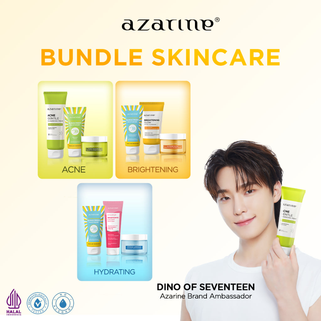 [3PCS] Baru! Azarine Bundle Skincare 100rban! Facial Cleanser Moisturizer Sunscreen Wajah
