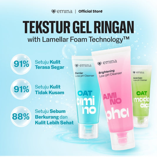 [SPECIAL 11.11] Emina Oat Amino Ceramide Barrier Low pH Gel Cleanser 70ml - Facial Wash Skincare Sabun Muka Cerah Glowing Perbaiki Skin Barrier Cleansing Kontrol Minyak Sebum Lembap Tanpa Ketarik Gentle Cocok Semua Jenis Kulit dan Sensitif Bersih