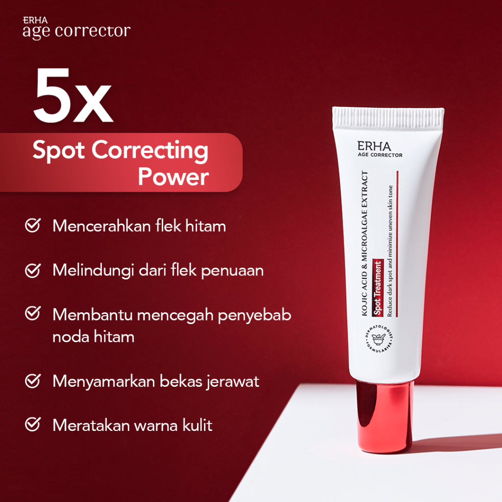 ERHA Age Corrector Kojic Acid & Microalgae Extract Spot Treatment 15g - Krim Untuk Flek Hitam | Dark Spot | Hiperpigmentasi | Bintik Hitam | Bekas Jerawat | Noda Hitam | Ratakan Warna Kulit