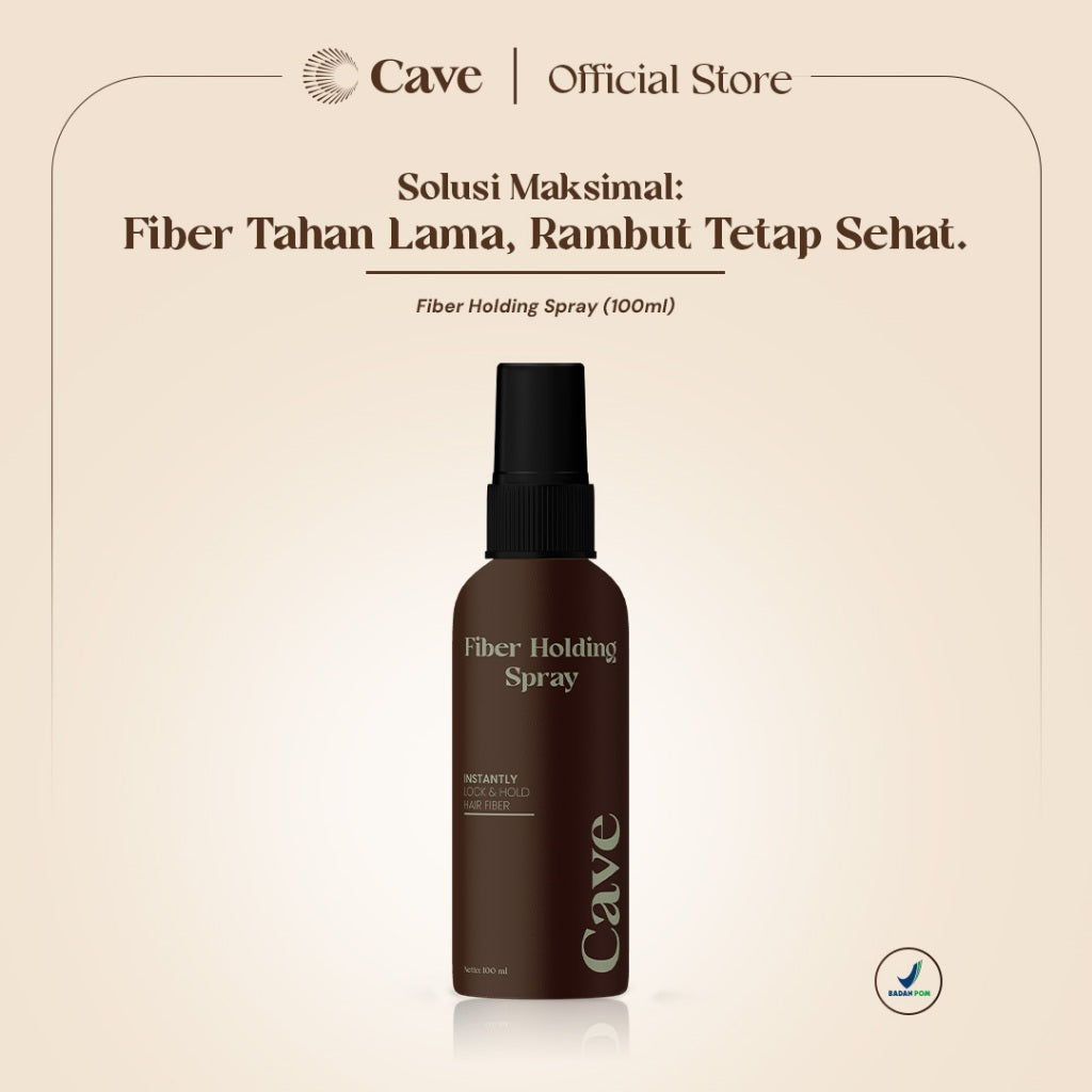 Cave Paket Hair Fiber 25 Gram & Fiber Holding Spray - Serbuk Penebal dan Pelebat Rambut Tipis Instan Penutup Kebotakan Tahan Lama