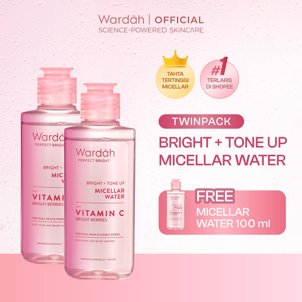 [TWINPACK] WARDAH Micellar Water 100ml All Series - Perfect Bright, Calm and Soothe Nature Daily, Acnederm, Lightening Oil Infused - Pembersih Wajah Make Up Remover Waterproof Tanpa Bilas - Skincare
