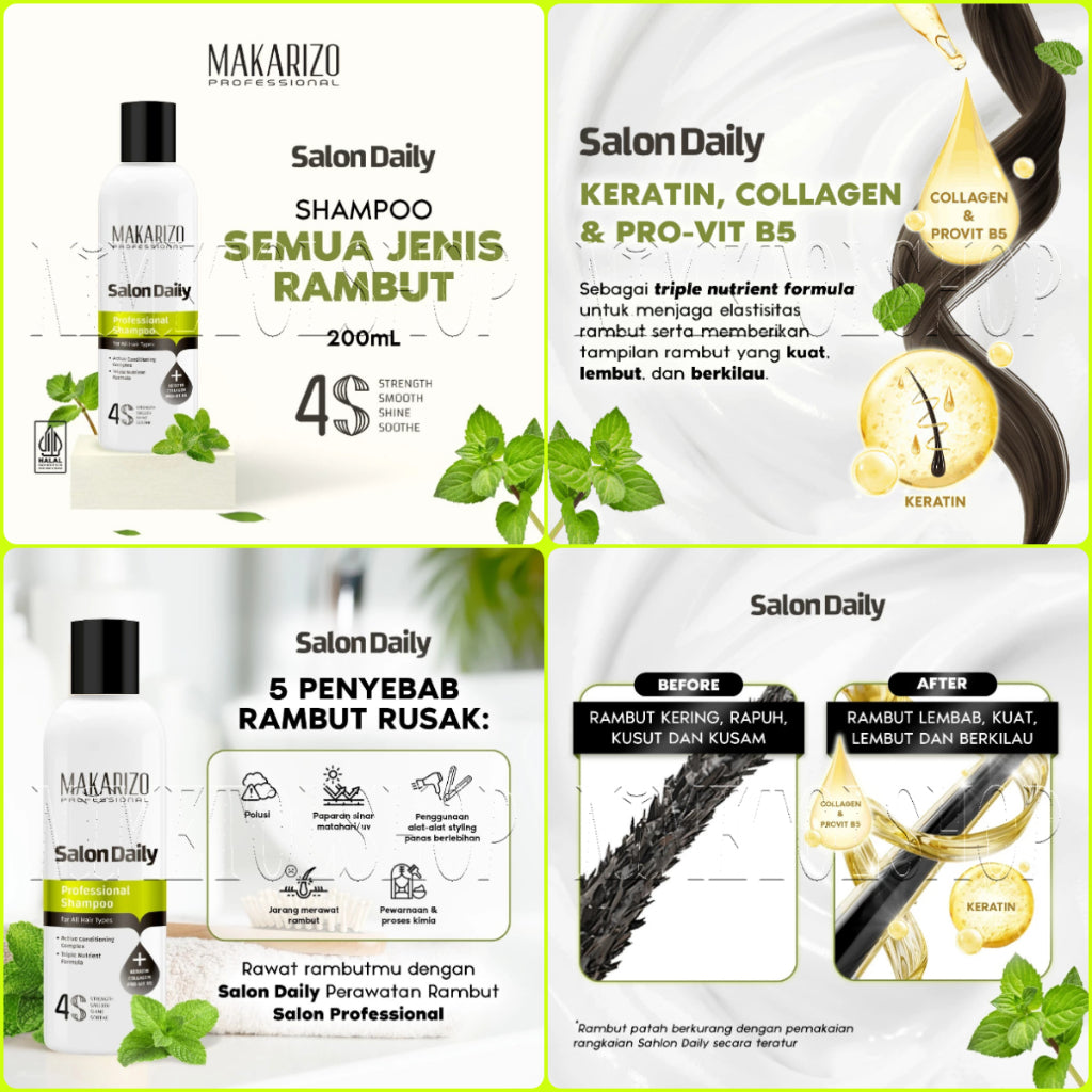 (PAKET) MAKARIZO Professional Salon Daily Conditioner 200ml + Shampoo 200ml