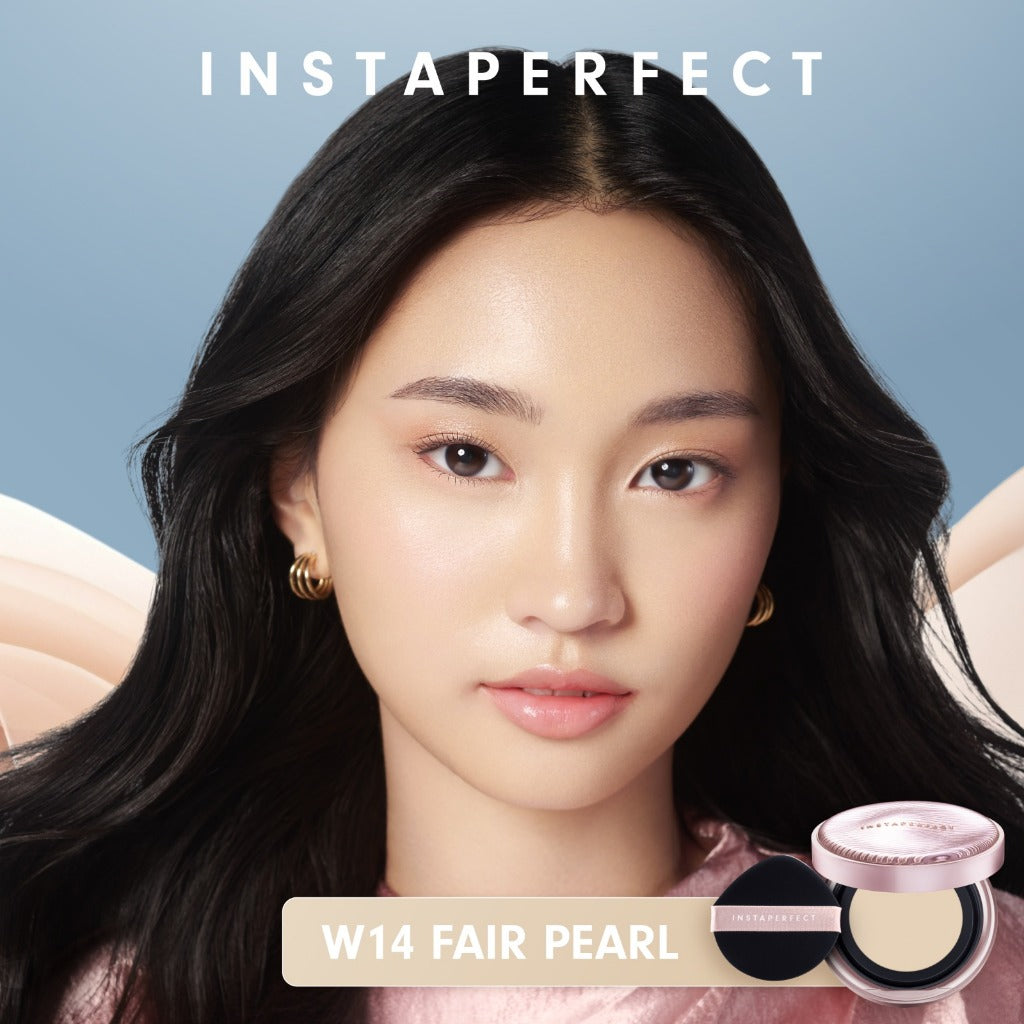 Instaperfect Skin Glow Cover Mesh Cushion High Coverage Formula Dilengkapi dengan SPF 50+ / PA++++  Tampilan Glow Up Natural- Melindungi Kulit dari Sinar UVA dan UVB- Make Up Foundation