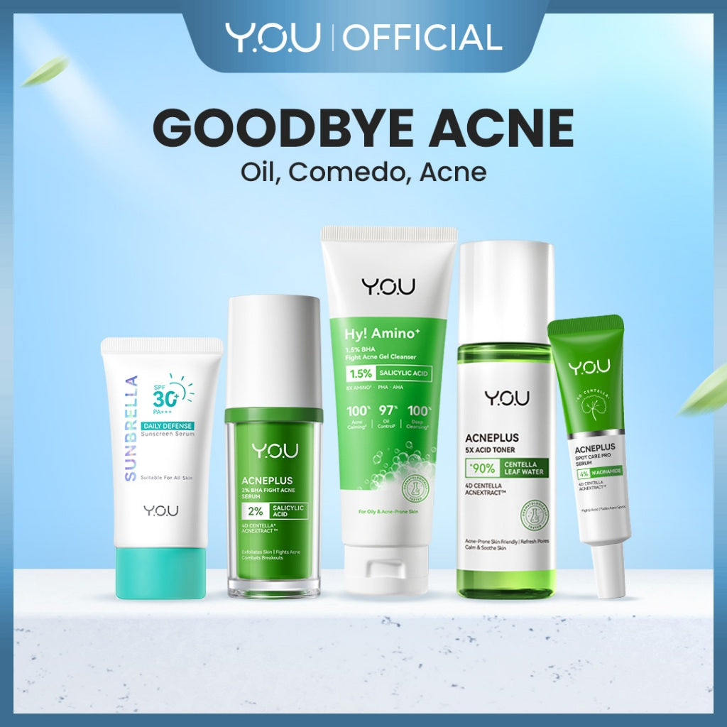 YOU 5in1 Paket Skincare Set 5pcs Radiance Glow, Radiance Up, Acneplus, Peeling Serum, Retinol,  Sunbrella