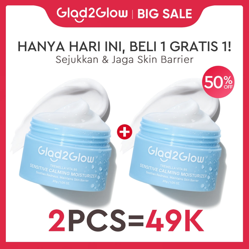 GLAD2GLOW Tremella Vita B5 Sensitive Calming Moisturizer | Gel Day & Night Cream Skincare g2g Pelembab Wajah Pemutih Wajah Mencerahkan g2glow official store