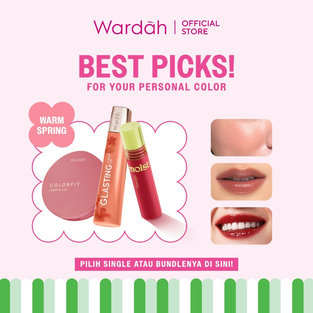 [PCA: WARM SPRING] WARDAH Your Warm Spring Packlist! Cream Blush -Cleopatra Look- Moist Dew Tint - Glasting Liquid Lip - Matte  Lip Cream - Colorfit Lip Mousse, Last All Day Lip Paint, Ultralight Lipstick - Eyeshadow - Personal Color Analysis - Makeup