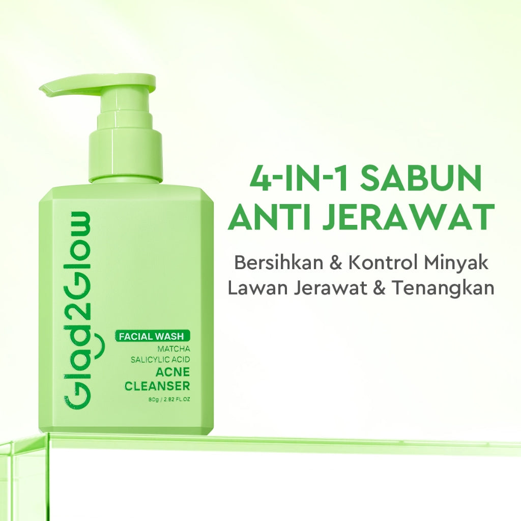 Glad2Glow Centella Salicylic Acid Acne Gel Cleanser  facial wash skincare face wash sabun cuci muka cleansing balm exfoliating exfoliasi wajah sabun muka pembersih wajah merawat serta membantu menenangkan jerawat g2glow official store