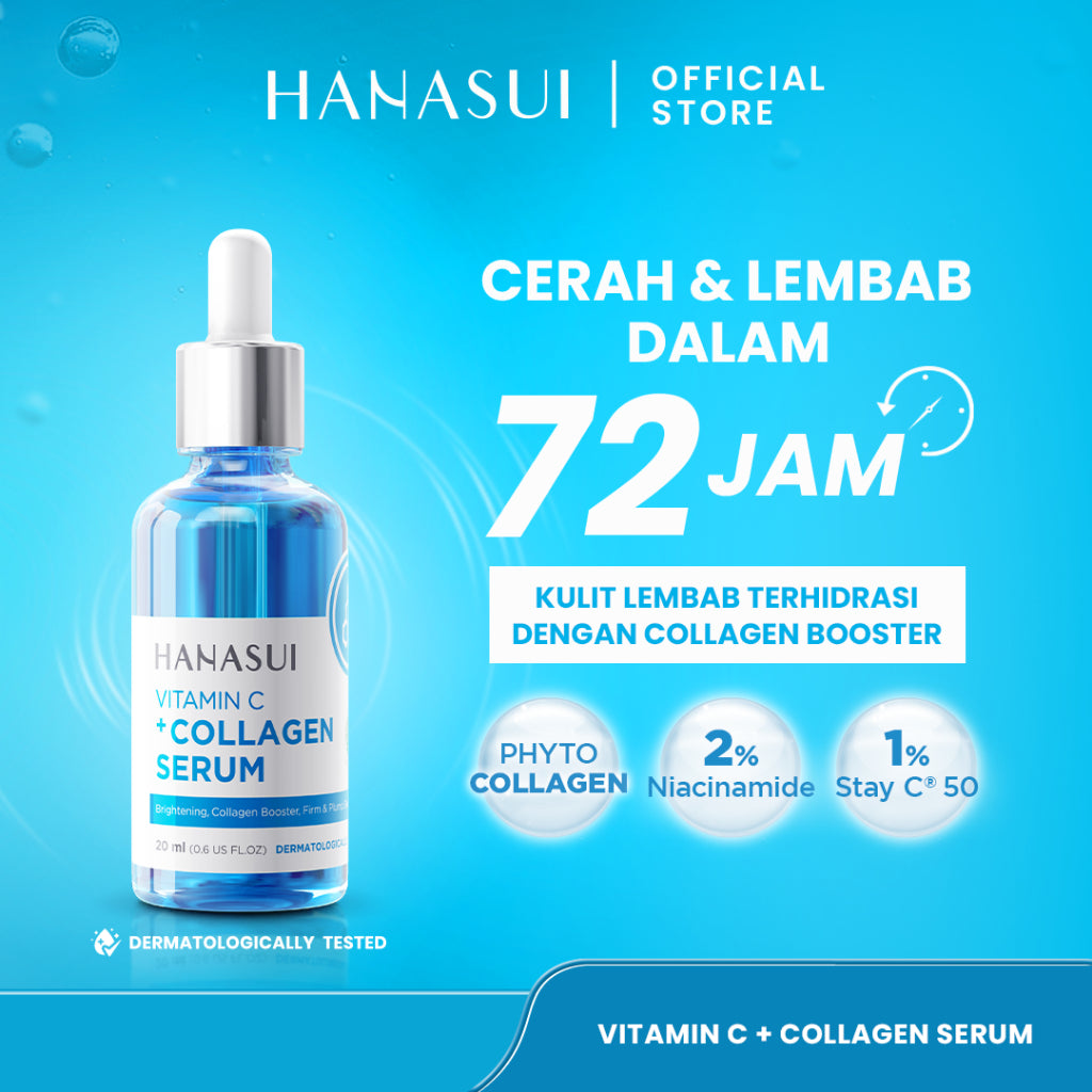 【5pcs Hemat】Hanasui Vitamin C + Collagen Serum - Lembap, Hidrasi & Cerah Collagen, 2% Niacinamide & 1% Vitamin C