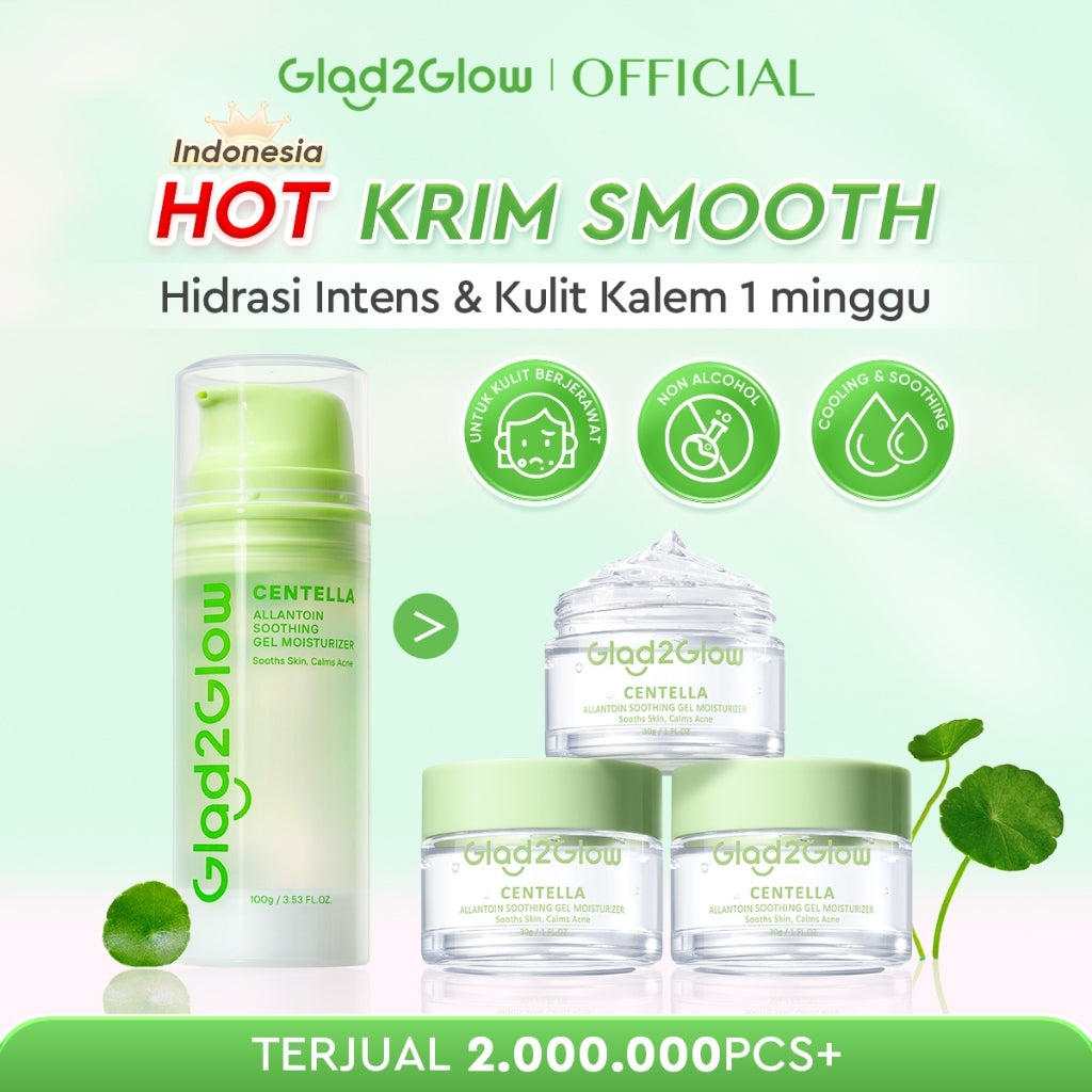 [Isi Besar Hemat]Glad2Glow Moisturizer Series100G Water Gel Niacinamide Brightening Retinol CentellaMencerahkan Pemutih Kulit Pelembab Bercahaya Krim Siang dan Malam Perawatan Kulit Ekstrak Delima Asam Lemak Asam Delima Wajah G2glow official store