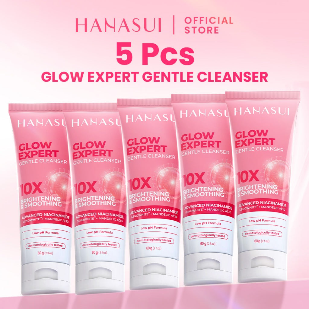 【5pcs Hemat】Hanasui Glow Expert Gentle Cleanser New Improved Formula - Sabun Cuci Muka Foam Cerah & Kurangi Kusam Lembut Tidak Ketarik