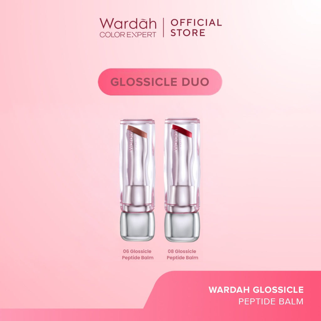 NEW! WARDAH Glossicle Peptide Balm - Ombre Glossicle - Dilengkapi dengan Peptide & UV Filter - Memperkuat Lip Barrier - Tidak Lengket- Glossy - Lip Balm -Lip Tint - Makeup - Natural Gloss - Glossy - Tinted Balm