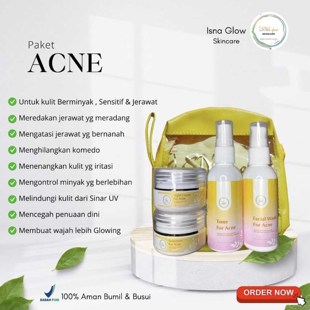 MCS Store - ISNA GLOW Paket Level Up ACNE dan Paket Level Up Normal Skincare BPOM Semua Jenis Kulit - Mencerahkan 6x Lebih Cepat dan Mengatasi Jerawat