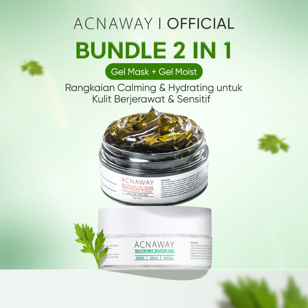 ACNAWAY Mugwort Water Gel Moisturizer - Moisture Gel Pelembab Wajah Untuk Kulit Berjerawat Acne Friendly Melembapkan Wajah Sensitif Cooling Soothing Gel Untuk Kulit Kemerahan Acne Prone Daily Moist Anti Acne Cepat Menyerap Skincare Calming Centella Cream