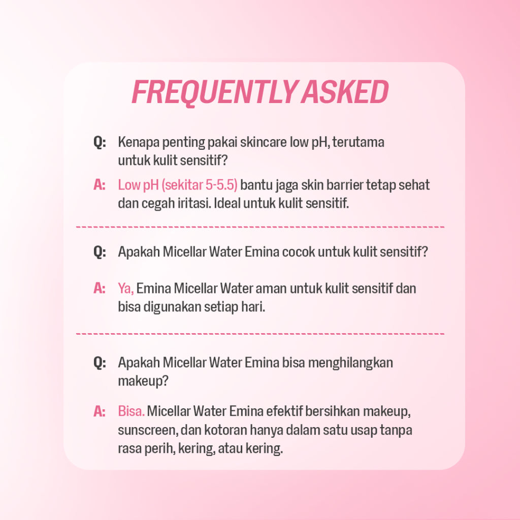 NEW! Emina Low pH Micellar Water Series - HyaluBright Smooth & Made-Calm Purify Micellar Water 300 ml & 125 ml