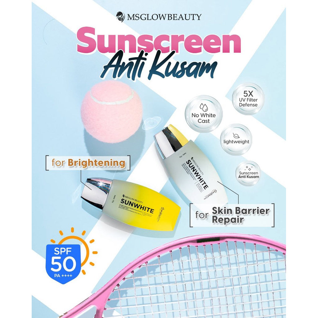 MS GLOW SUNWHITE SPF 50 PA+++ SUNSCREEN KEMASAN BARU