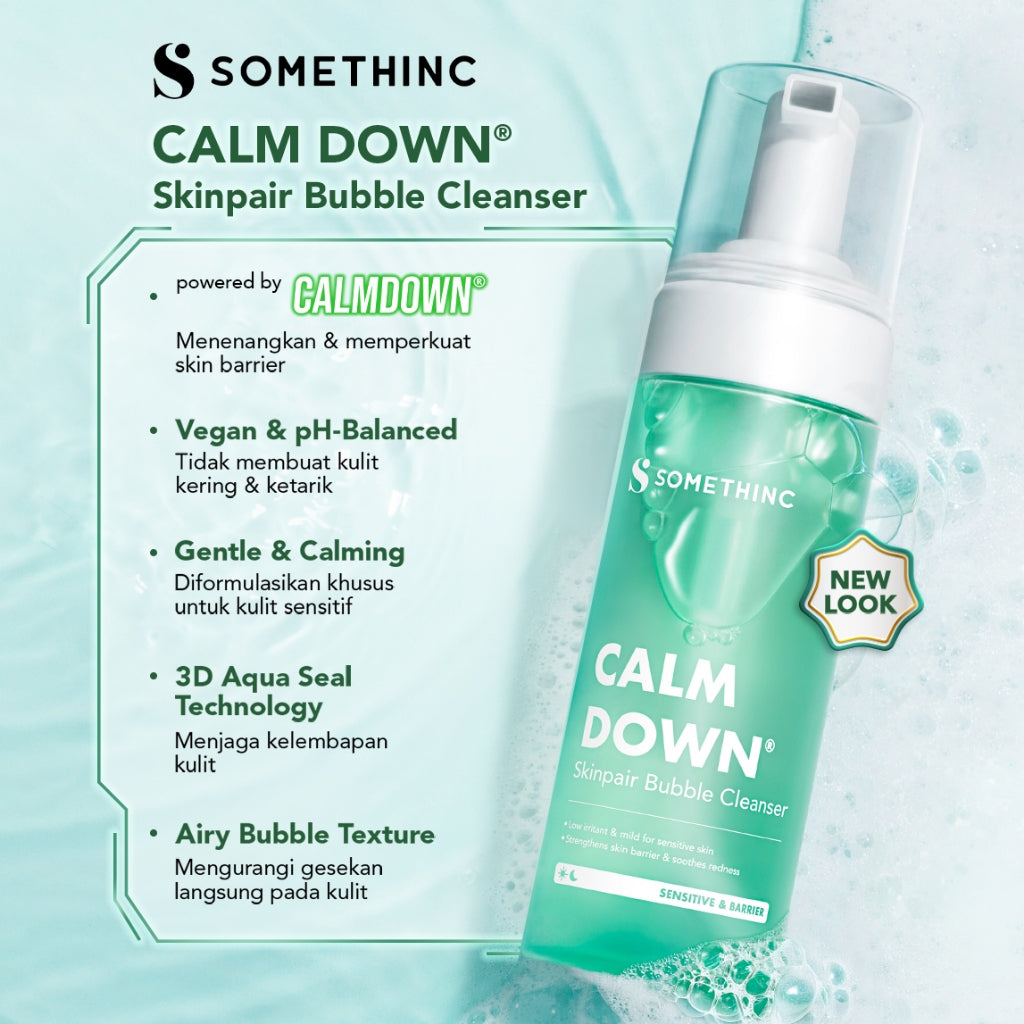 SOMETHINC Calm Down! Skinpair Bubble Cleanser  - Sabun Cuci Muka untuk Kulit Sensitif & Iritasi. Meredakan Kemerahan, Memperkuat Skin Barrier, Facial Wash untuk semua tipe kulit