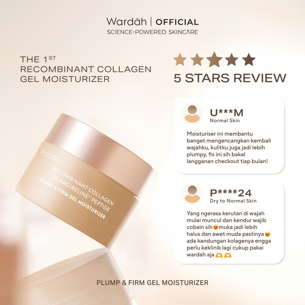 [TASYA FARASYA APPROVED!] Wardah Plump & Firm Recombinant Collagen + 2% Argireline Peptide Gel Moisturizer 30g - Pelembab Skin Care Wajah - Skincare